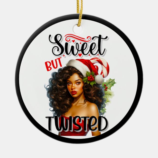 Retro Sweet but Twisted Christmas Pinup Keramik Ornament (Vorne)