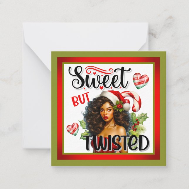 Retro Sweet but Twisted Christmas Pinup Mitteilungskarte (Vorderseite)