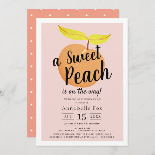 Retro Sweet Peach Baby Dusche Einladung