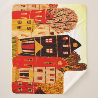 Retro Sweet Zuhause Poster: Cartoon Houses Sherpadecke