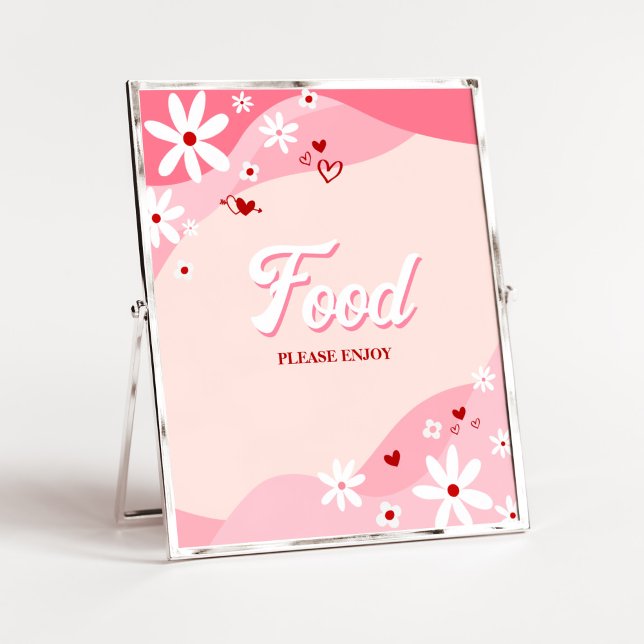 Retro Sweetheart Baby Dusche Poster (Retro Sweetheart Baby Shower Food Sign)