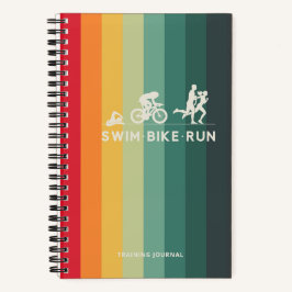 Retro Swim Bike Run Triathlon Icon Serie Notizbuch