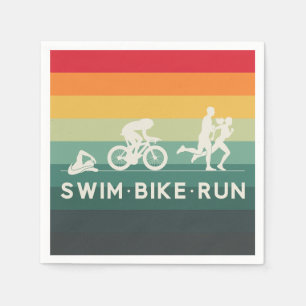 Retro Swim Bike Run Triathlon Icon Serie Serviette