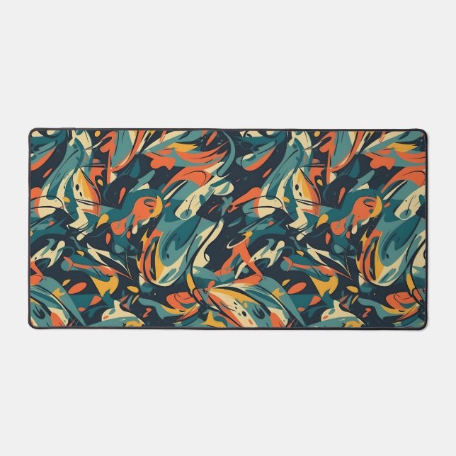 Retro Swirl Abstract Collage Desk Mat Schreibtischunterlage (Vorderseite)