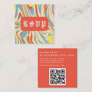 Retro Swirl Abstrakt QR Code Monogramm Begleitkarte