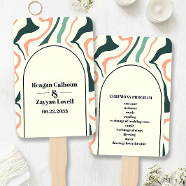 Retro Swirl Arch Mint Green Pink Wedding Programm Fächer