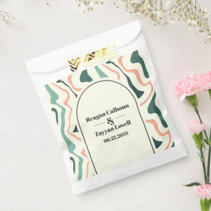 Retro Swirl Arch Mint Grün und Rosa Hochzeit Geschenktütchen
