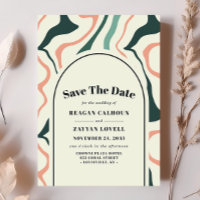 Retro Swirl Arch Minze Grün Rosa Save the Date