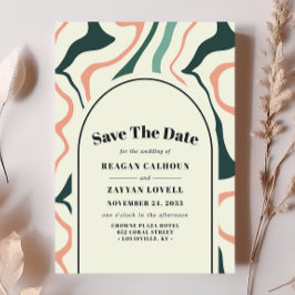 Retro Swirl Arch Minze Grün Rosa Save the Date Einladung