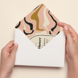 Retro Swirl Arch Pink Black Gold Brautparty Einladung