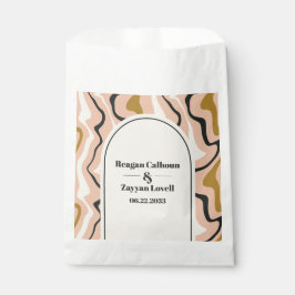 Retro Swirl Arch Pink Black Gold Wedding Geschenktütchen