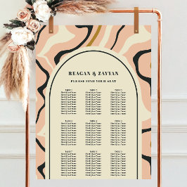 Retro Swirl Arch Pink Black Wedding Chart Poster