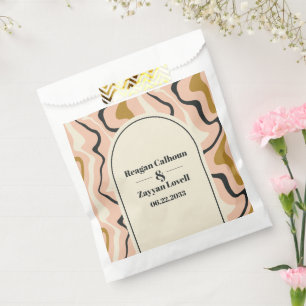 Retro Swirl Bogen Rosa Schwarz Gold Hochzeit Geschenktütchen