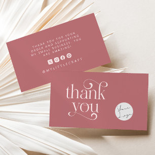 Retro Swirl Danke für den Einkauf kleiner Dusty Ro Visitenkarte