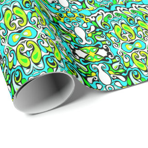 Retro Swirl Kritzelmuster 60er 70er Jahre Vintage Geschenkpapier