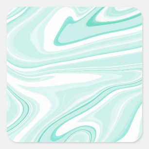 Retro Swirl Liquid Aqua Green Painting Ästhetik Quadratischer Aufkleber