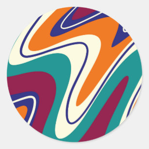 Retro Swirls - Klassischer Stil der 70er Jahre Runder Aufkleber