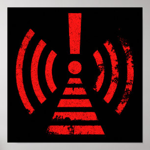Retro-Symbol zur Warnung vor zurückhaltender Energ Poster
