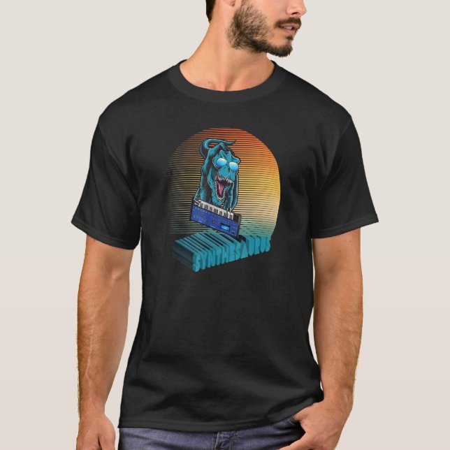 Retro Synth Analog Vaporwave Rex Synthesaurus Syn T-Shirt (Vorderseite)