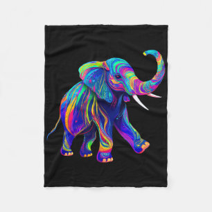 Retro Synthwave 80er 90er Elefant Rüssel Hoch Chak Fleecedecke