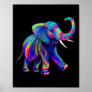 Retro Synthwave 80er 90er Elefant Rüssel Hoch Chak Poster