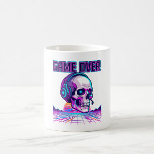 Retro Synthwave Gamer-Totenkopf-Game-Over-Grafik-H Kaffeetasse