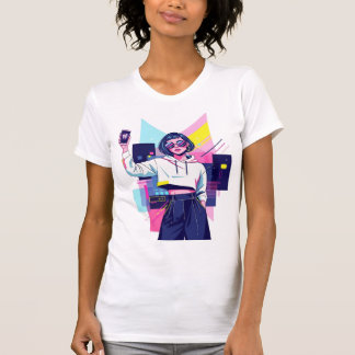 Retro-Synthwave-Mädchen-Grafik-T-Shirt T-Shirt