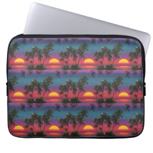 Retro-Synthwave-Palmenbaum-Sonnenuntergangs-Muster Laptopschutzhülle