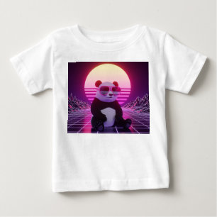 Retro Synthwave Panda mit rosaroter Sonnenbrille Baby T-shirt