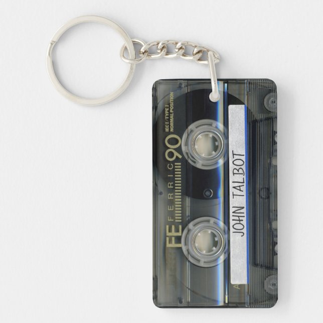Retro T1 Audiotape Mixtape Kassette personalisiert Schlüsselanhänger (Vorderseite)