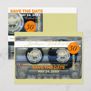 Retro T2 Audiotape 50. Geburtstag SAVE THE DATE Po Einladungspostkarte
