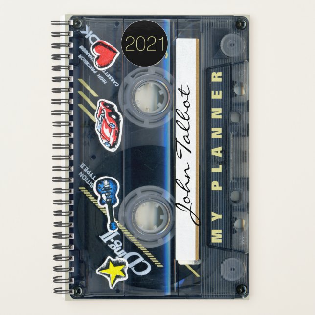 Retro T3 Audiotape Music Quote personalisiert Pl Planer (Vorderseite)