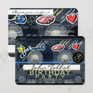 Retro T3 Cassette Tape 50. Geburtstagsparty Inv Einladung