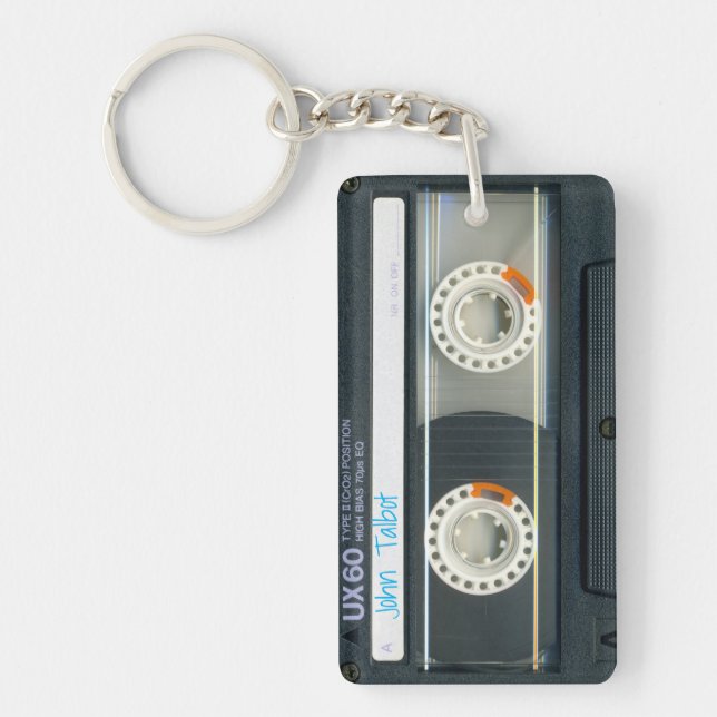 Retro T6 Audiotape Mixtape Kassette personalisiert Schlüsselanhänger (Vorderseite)