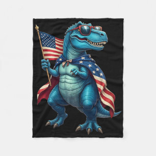Retro T Rex Dinosaur 4. Juli Amerikanische Flagge Fleecedecke