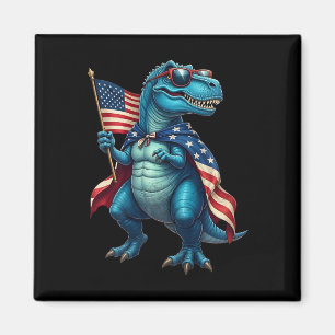 Retro T Rex Dinosaur 4. Juli Amerikanische Flagge Magnet