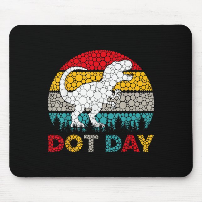Retro T Rex Dinosaur Polka Dot Art Student Dodday Mousepad (Vorne)