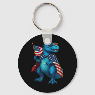 Retro T Rex Dinosaurier 4. Juli Amerikanische Flag Schlüsselanhänger