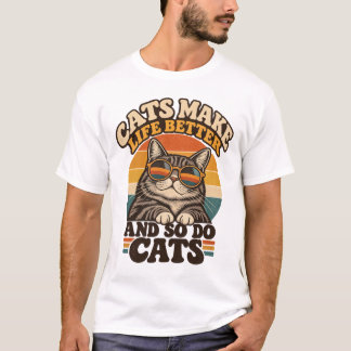 Retro-T-Shirt Katzen machen das Leben besser T-Shirt