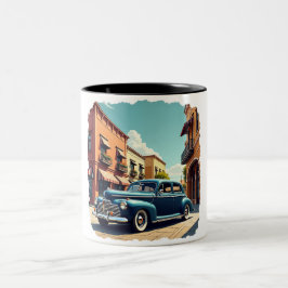 Retro-T-Shirt mit klassischem Auto aus den 1940er Zweifarbige Tasse