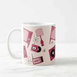 Retro T.v., Platten und Plattenspieler Kaffeetasse