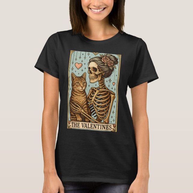 Retro Tabby Cat Valentine's Day Mom Tarot Card  T-Shirt (Vorderseite)