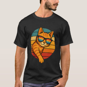 Retro-Tabby-Katze Lustige Orange Katze Sonnenbrill T-Shirt