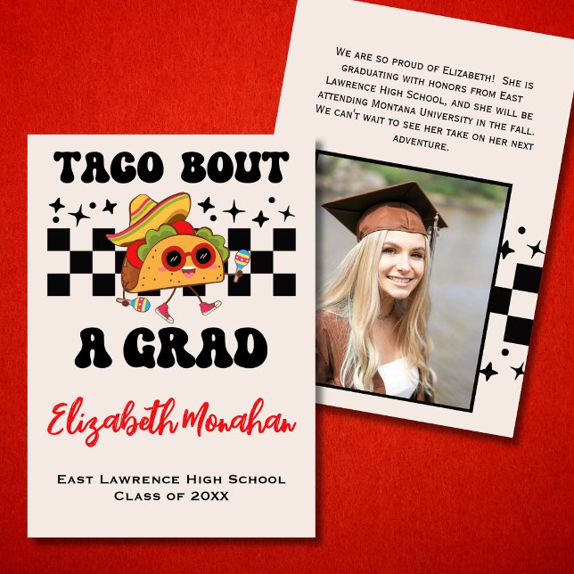 Retro Taco Bout A Grad Funny Foto Abschluss Ankündigung (Von Creator hochgeladen)