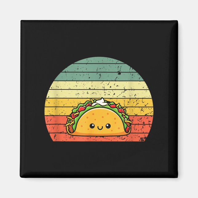 Retro Taco Lover Shirt Funny Retro Taco Humor  Magnet (Vorne)