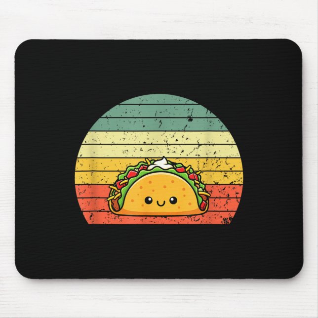Retro Taco Lover Shirt Funny Retro Taco Humor  Mousepad (Vorne)