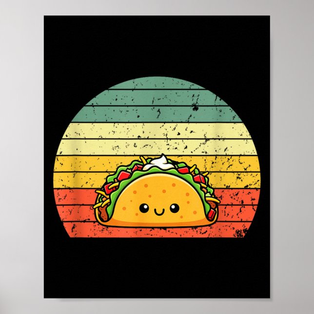 Retro Taco Lover Shirt Funny Retro Taco Humor  Poster (Vorne)