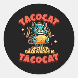 Retro-Tacocat-Zwerge Zwerge ist Taco Cat-T-Shirt1 Runder Aufkleber