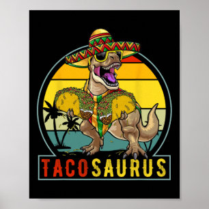 Retro Tacosaurus Taco Dinosaurier T Rex Funny Cinc Poster