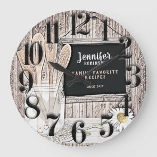 Retro Tafel, MASON-Krug und Gänseblümchen Große Wanduhr